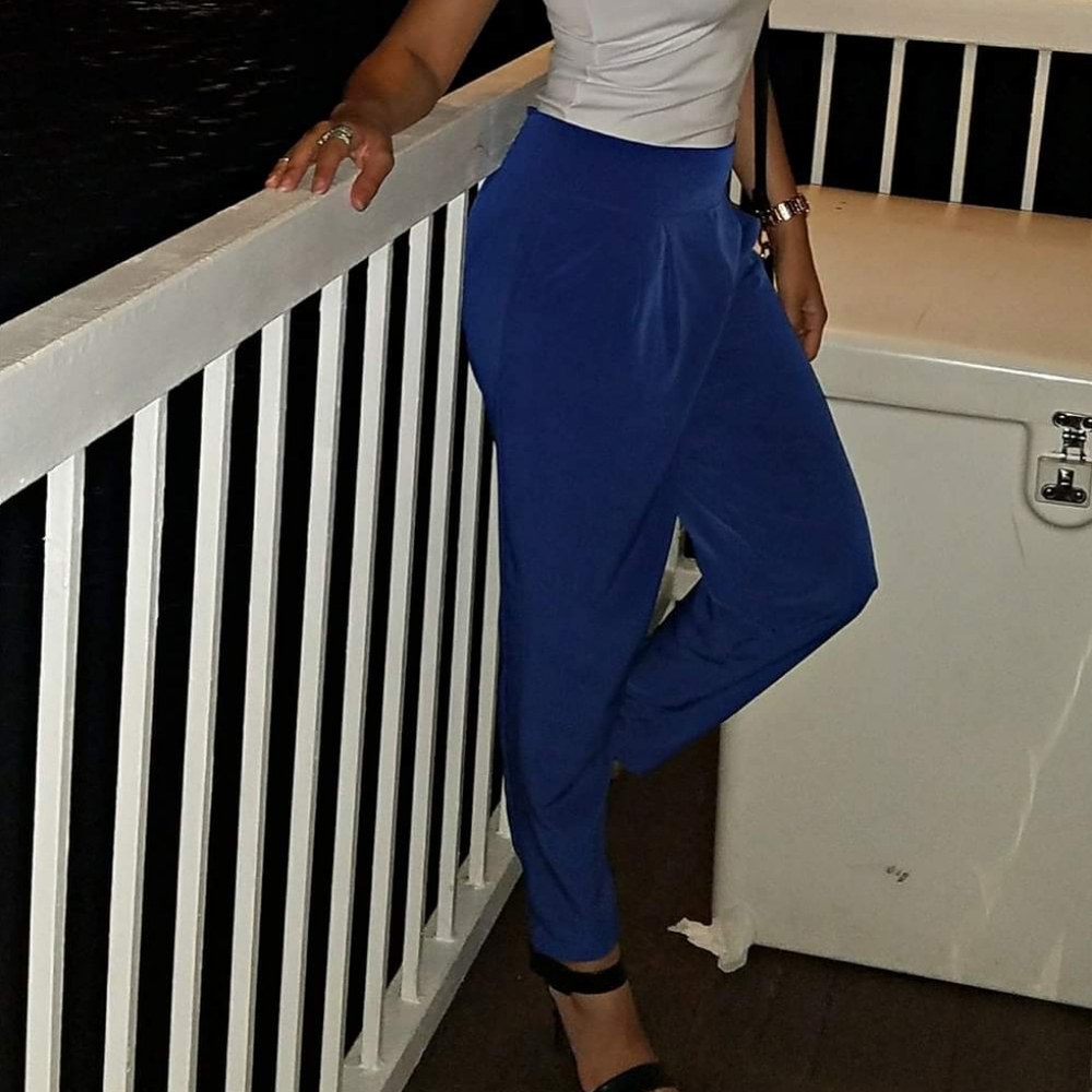 Blue Dressy Jogger Pants